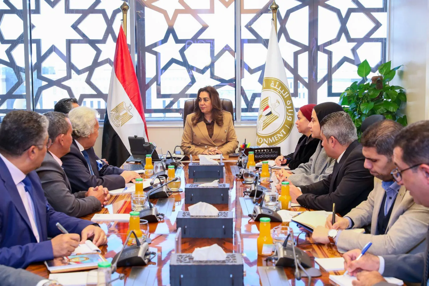 عقدت وزيرة التنمية المحلية القائمة بأعمال وزير البيئة المصرية الدكتورة منال عوض، اجتماعاً مع أحد المستثمرين لبحث فرص تعزيز الاستثمار البيئي داخل المحميات الطبيعية.